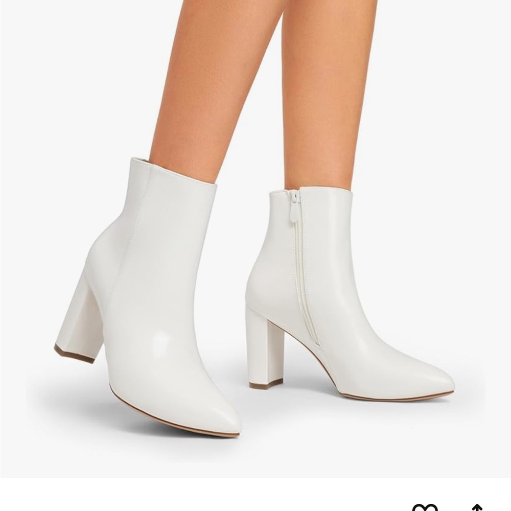 White Patent Pointed-Toe Ankle Boots - Women's